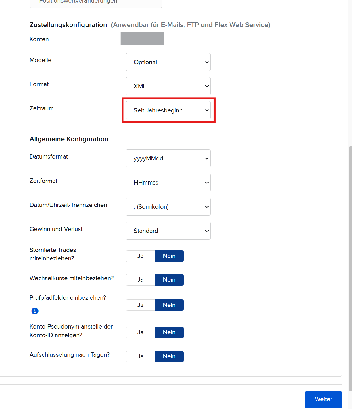 Zustellungskonfiguration